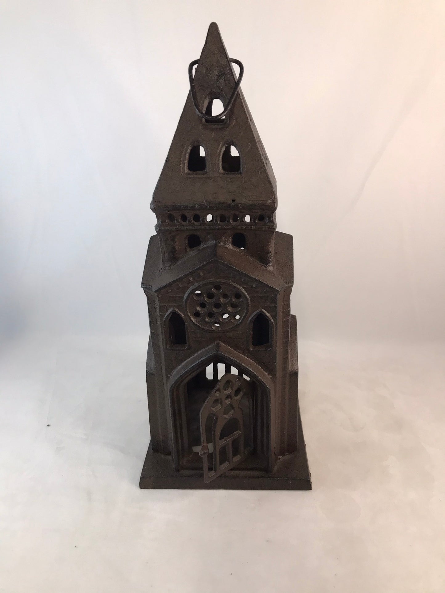 Cast Iron Vintage Large Outdoor Indoor Church Hanging Candle Holder Heavy RARE As New Tall 15 x 6 inch RARE