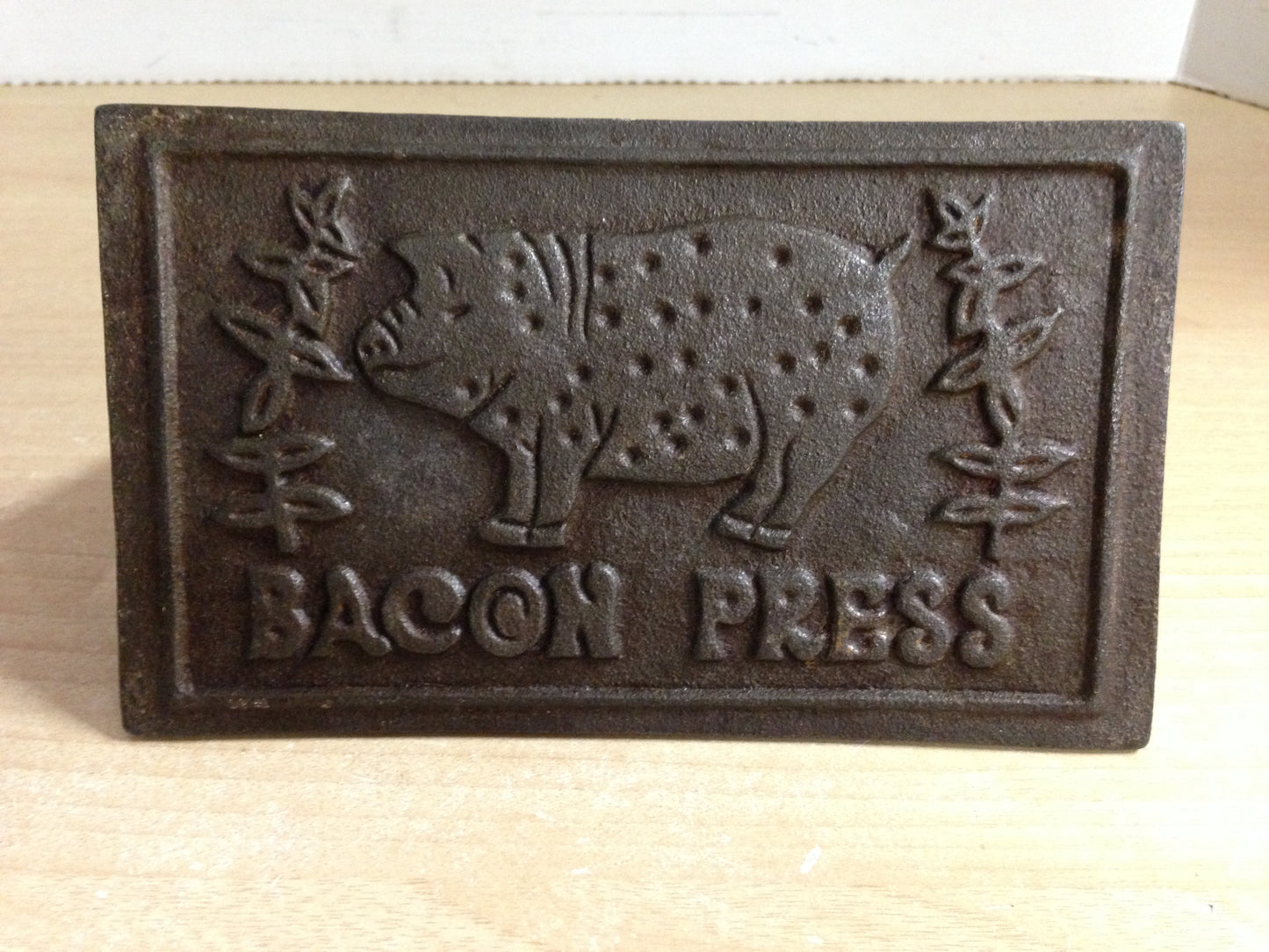Cast Iron Vintage Pig Bacon Press RARE