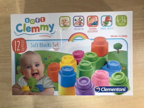 Clementoni Clemmy Building Blocks 12 Pc 6-36 Month Made In Italy NEW IN BOX