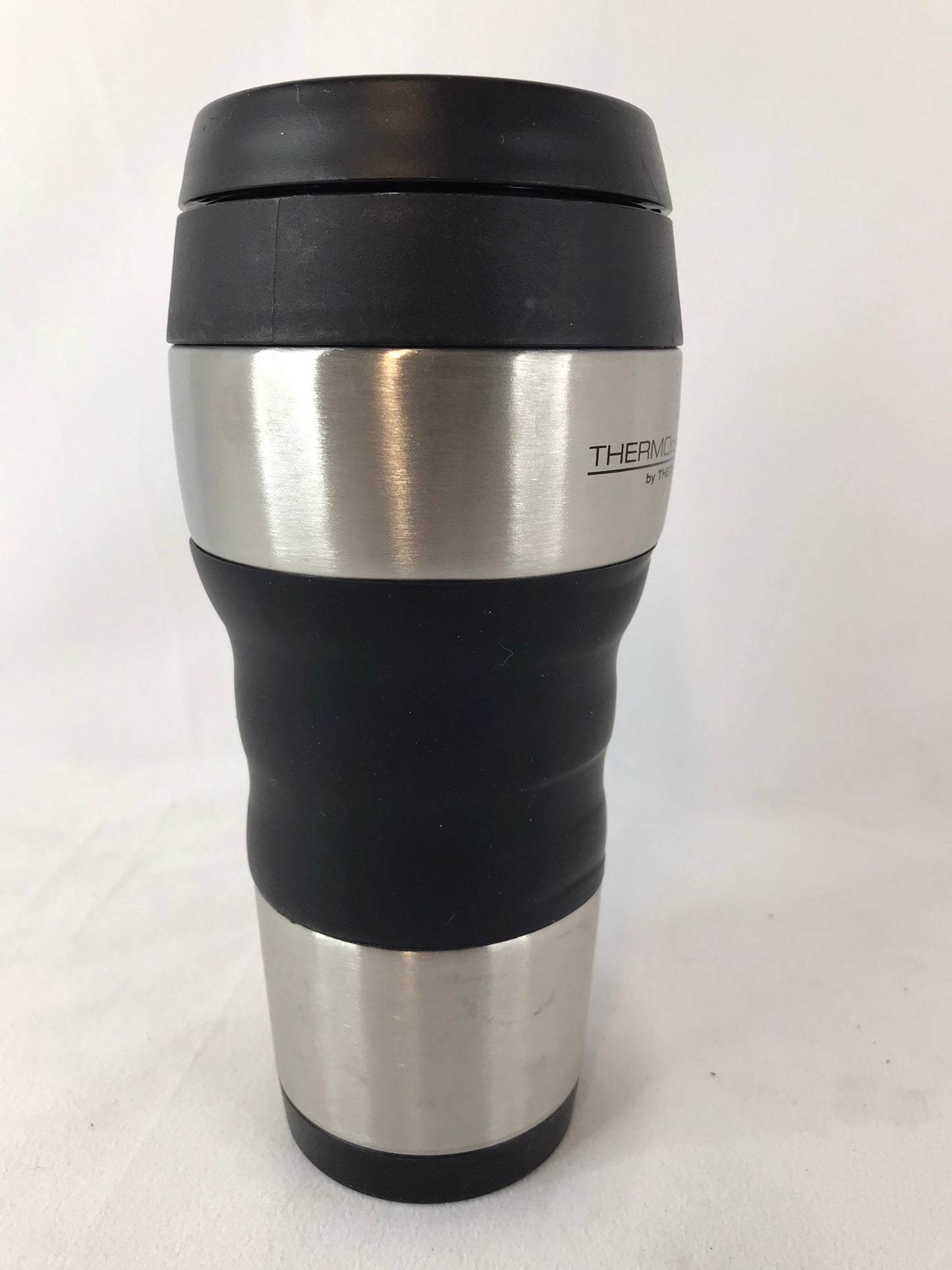 Corvette NEW Stainless Steel Black Rubber Grip Large Travel Mug
