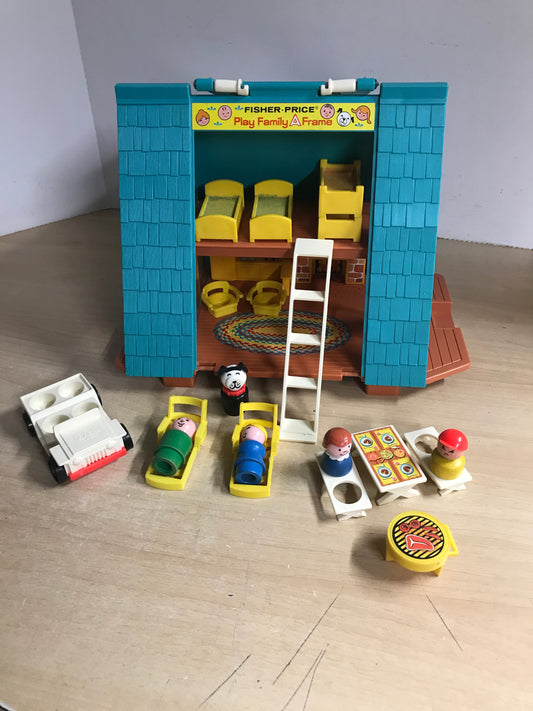 Fisher Price Vintage 1974 Little People 990 Play Family A Frame House Complete