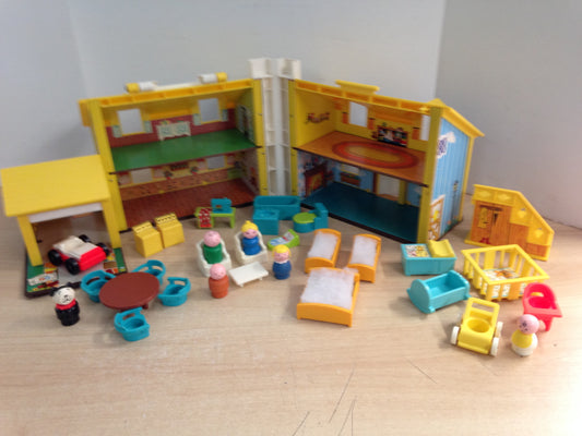 Fisher Price Vintage 1969 Play Family 952 Yellow Blue House With Nursery Complete Excellent