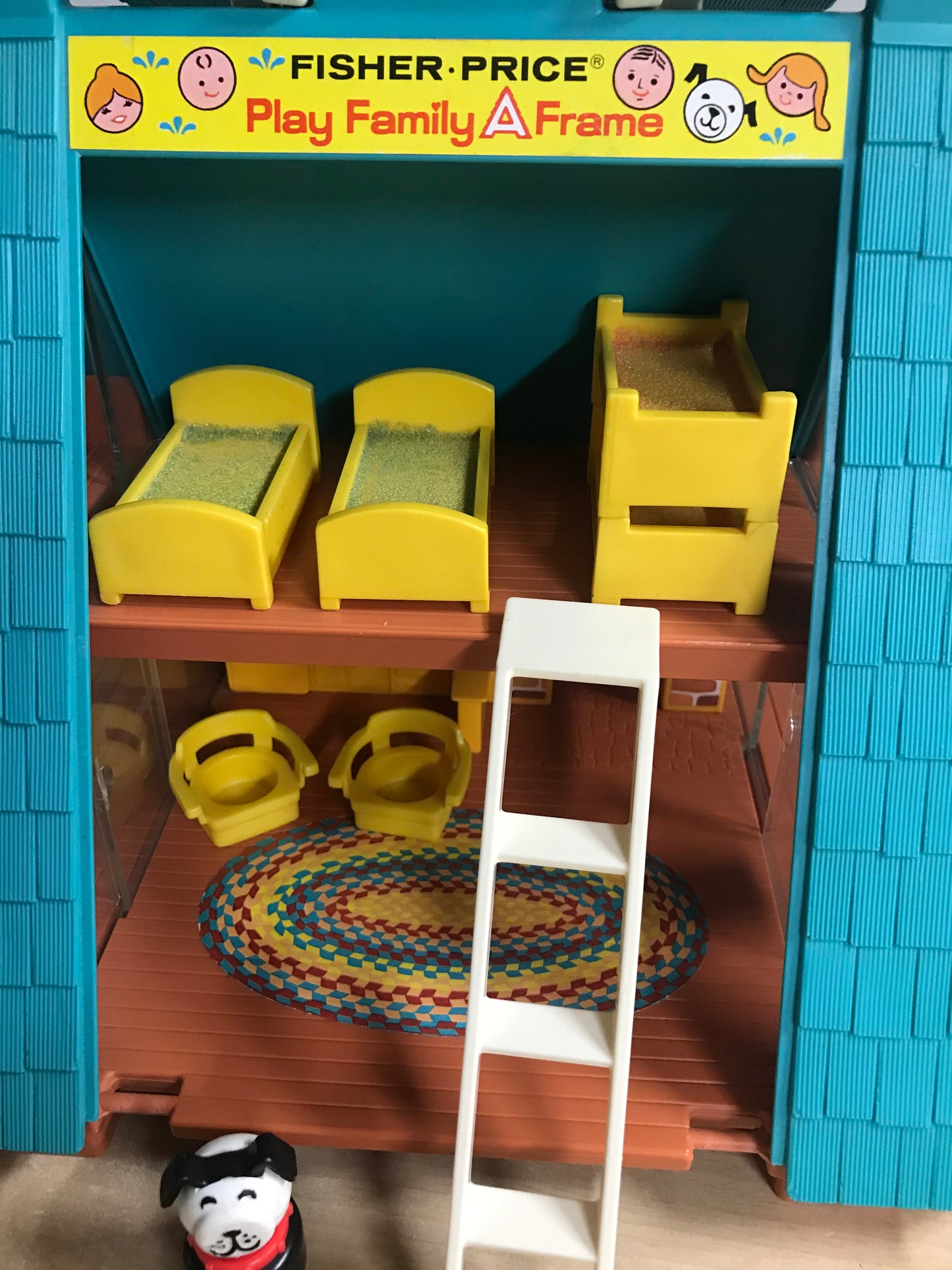 Fisher Price Vintage 1974 Little People 990 Play Family A Frame House Complete
