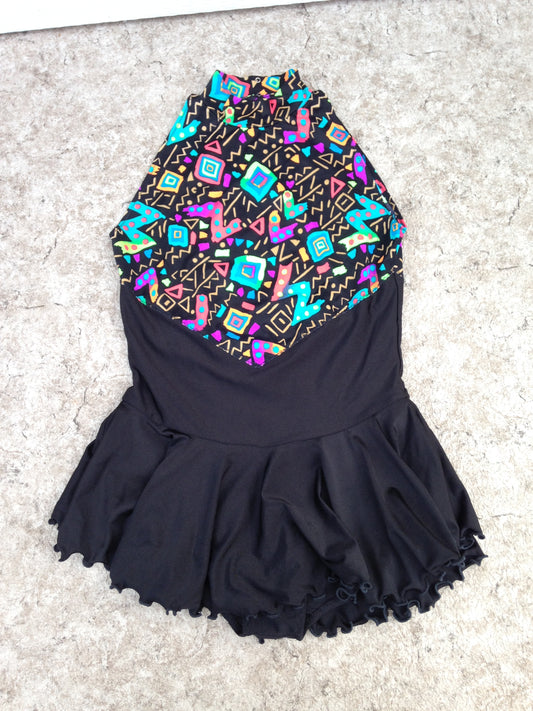 Figure Skating Dress Child Size 14 Black and Multi Excellent