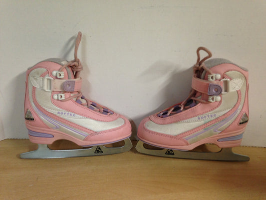 Figure Skates Child Size 13 Softec Soft Skates Pink White Excellent