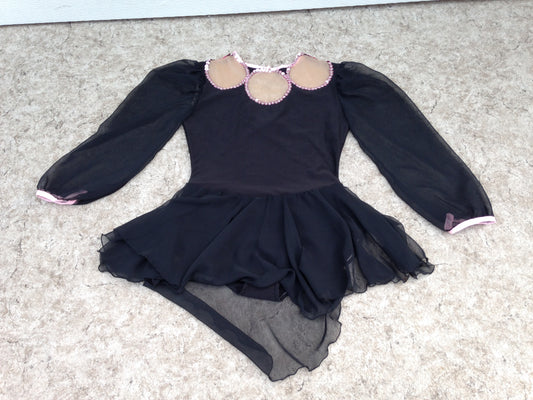 Figure Skating Dress Child Size 12 Black With Pink Sequences Excellent