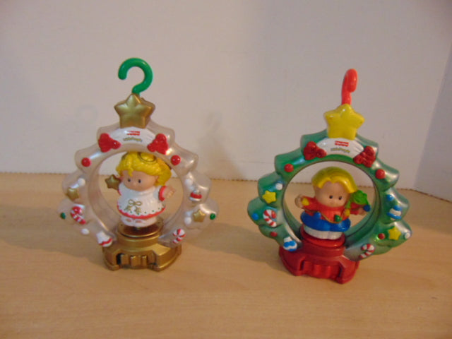 Fisher Price Little People Eddie and Sarah Christmas Tree Ornament Music & Lights RARE Discontinued Set