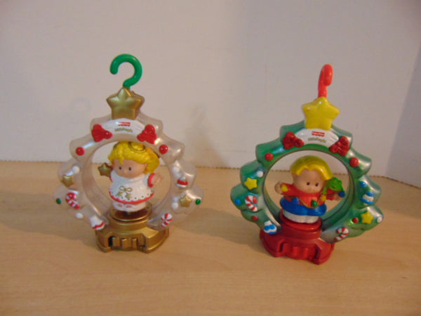 Fisher Price Little People Eddie and Sarah Christmas Tree Ornament Music & Lights RARE Discontinued Set
