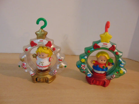 Fisher Price Little People Eddie and Sarah Christmas Tree Ornament Music & Lights RARE Discontinued Set