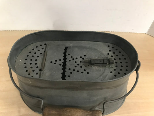 Fishing Adventures Antique Minnow Bait Fishing Bucket 1926  Display Pop Fishing Collector VERY RARE 10.5x6x6 inch Minor Wear