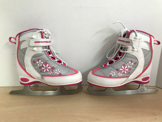 Figure Skates Child Size 11 Hespeler Soft Skates White Pink Excellent