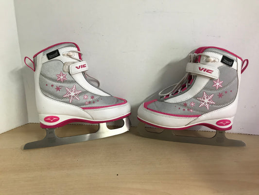 Figure Skates Child Size 11 Vic Soft Skates White Pink Grey Like New