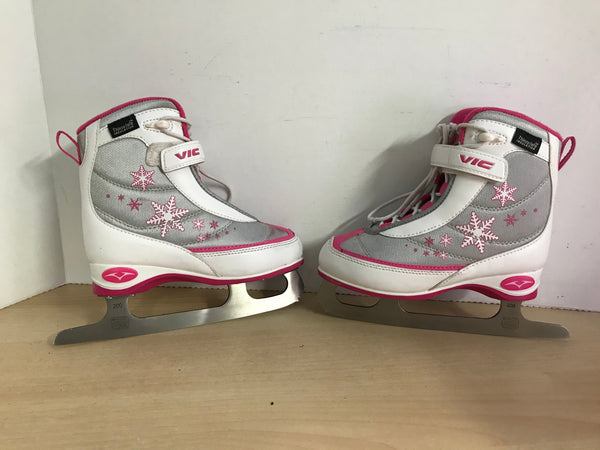 Figure Skates Child Size 11 Vic Soft Skates White Pink Grey Like New