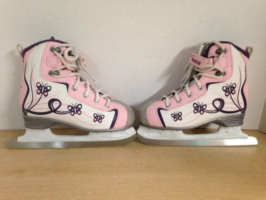 Figure Skates Child Size 13 Reebok Glitter Girl Soft Skates Pink Purple Excellent