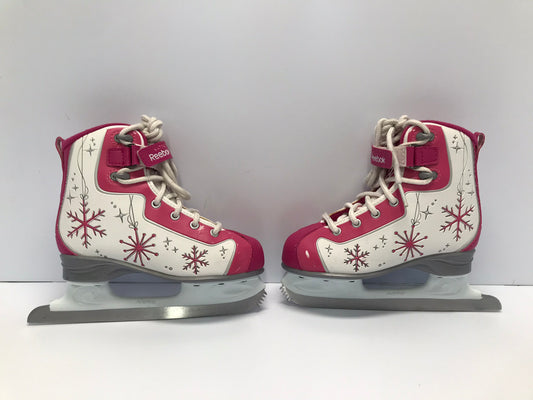 Figure Skates Child Size 1 Shoe Size Reebok Glitter Girl Raspberry White Soft Skates As New