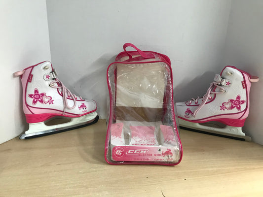 Figure Skates Child Size 4 CCM Glitter Girl Pink White Soft Skates  NEW