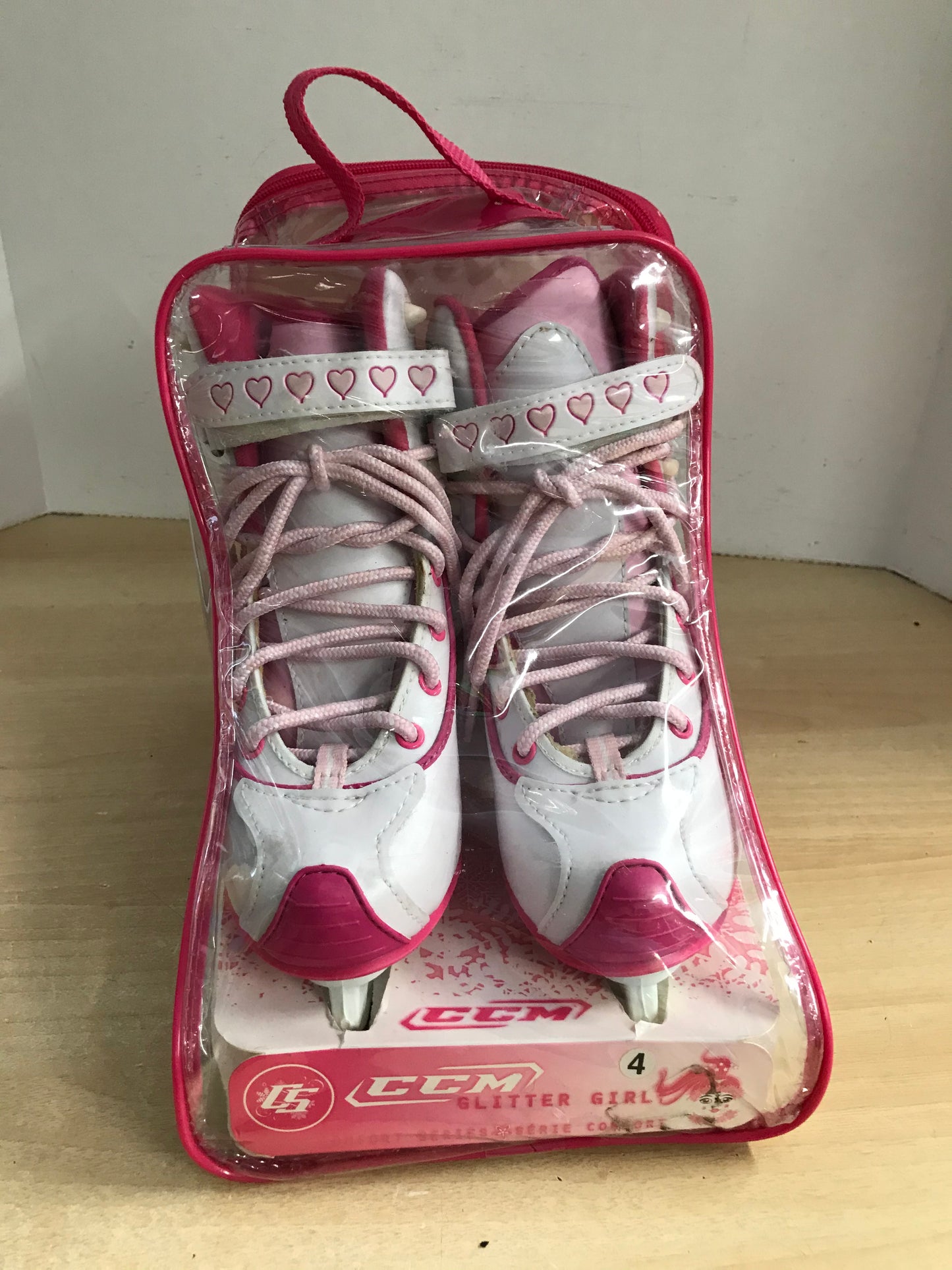 Figure Skates Child Size 4 CCM Glitter Girl Pink White Soft Skates  NEW
