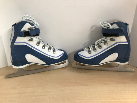 Figure Skates Ladies Size 7 Soft Skates Blue White As New