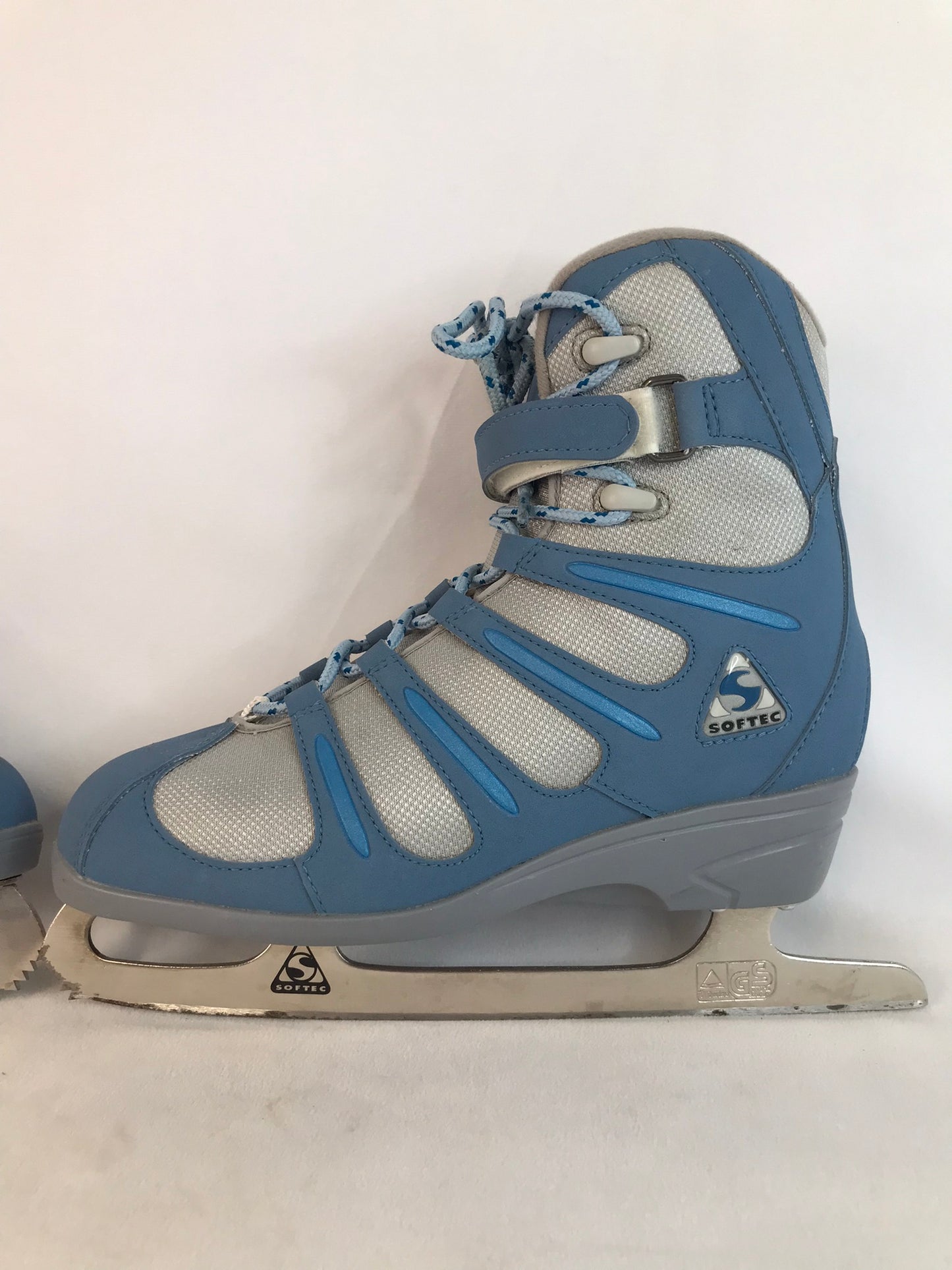Figure Skates Ladies Size 9 Softec Soft Skates Denim Blue Grey Excellent