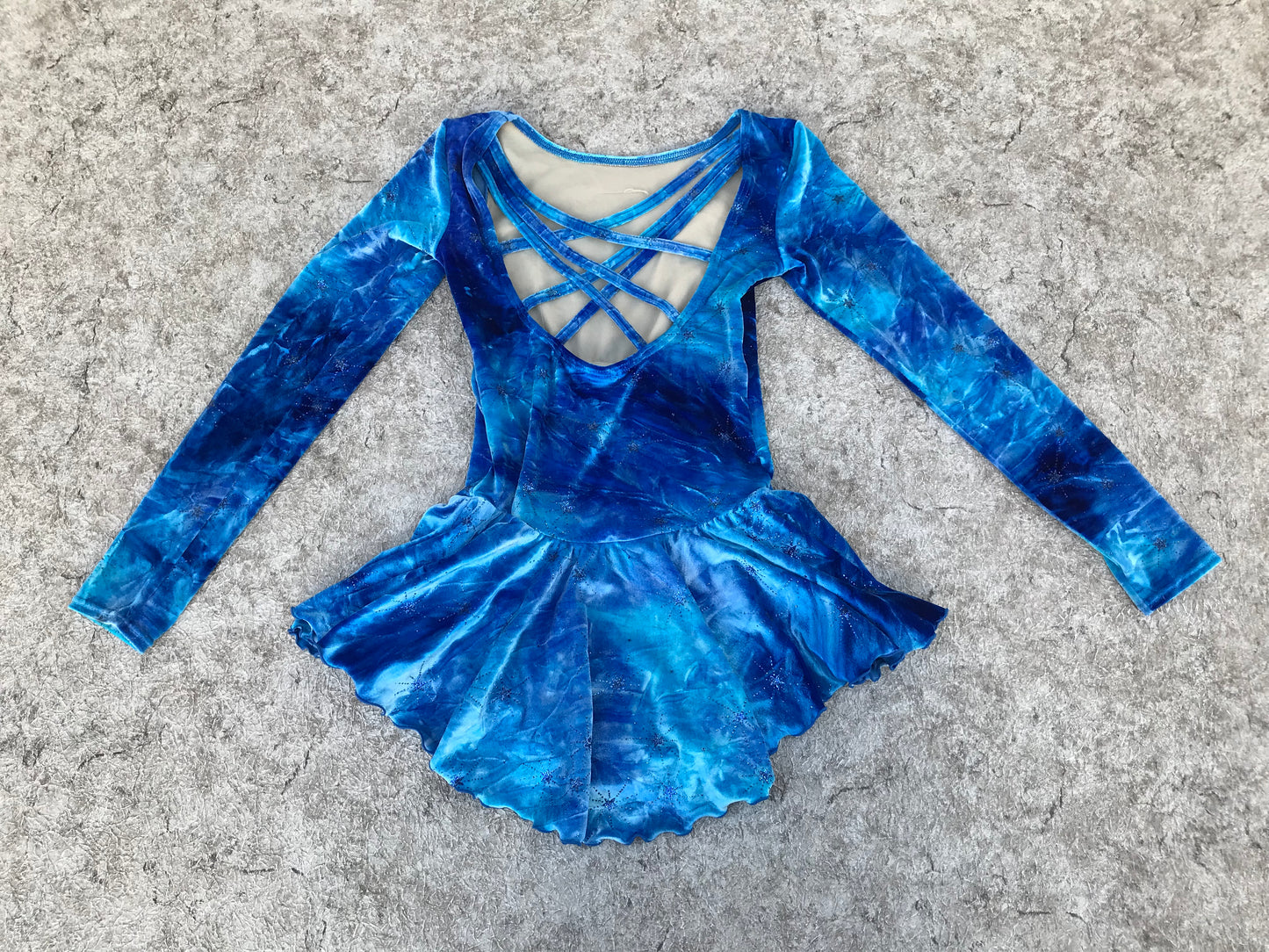 Figure Skating Dress Child Size 12 Mondor Blue Velour Glitter As New