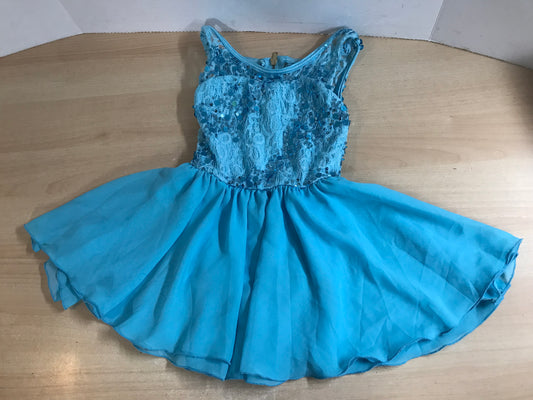 Figure Skating Dress Child Size 8-10 Blue Sequence MM 8014