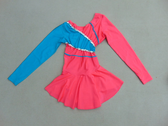 Figure Skating Dress Ladies Size Small Pink Teal With Sequences New Demo Model