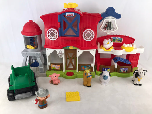 Fisher Price Little People Caring for Animals Farm Real Sounds As New With Farmer and His Tractor