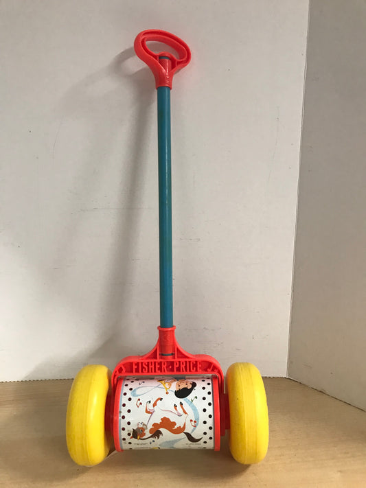 Fisher Price Vintage 1963 Melody Chime Roller Push Toy Works Great