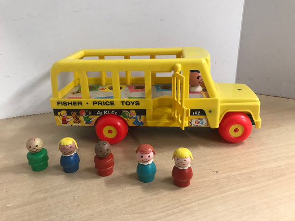 Fisher Price Vintage 1965 Original Wood School Bus With its Wood People RARE