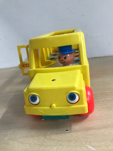 Fisher Price Vintage 1965 Original Wood School Bus With its Wood People RARE