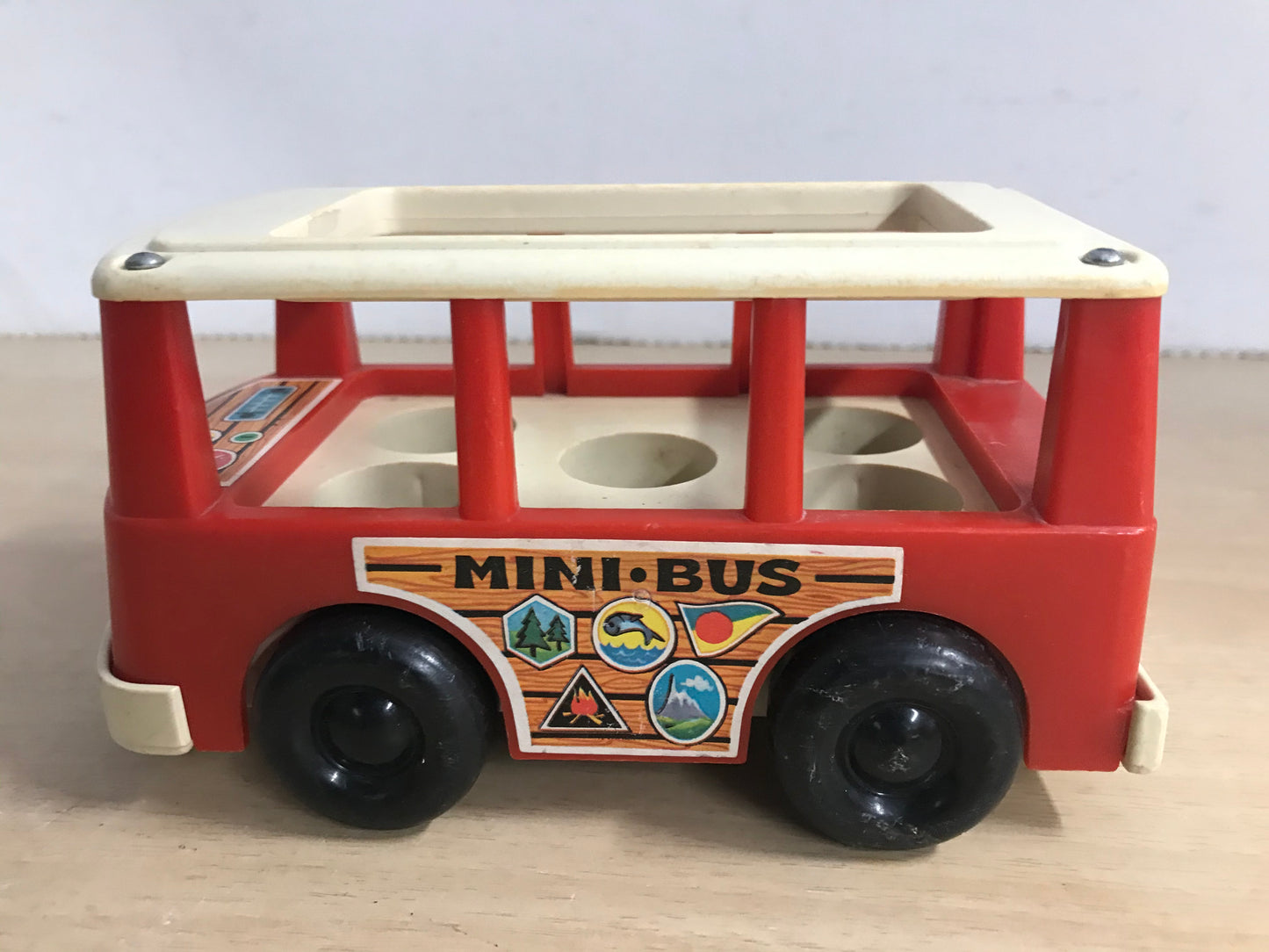 Fisher Price Vintage 1970's Mini School Bus With Kids Red White