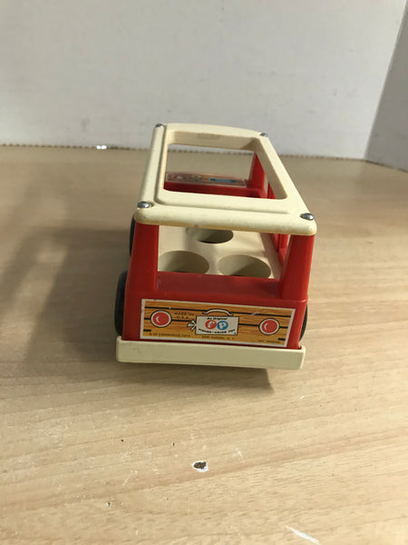 Fisher Price Vintage 1970's Mini School Bus With Kids Red White