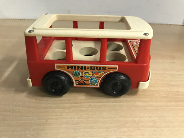 Fisher Price Vintage 1970's Mini School Bus With Kids Red White