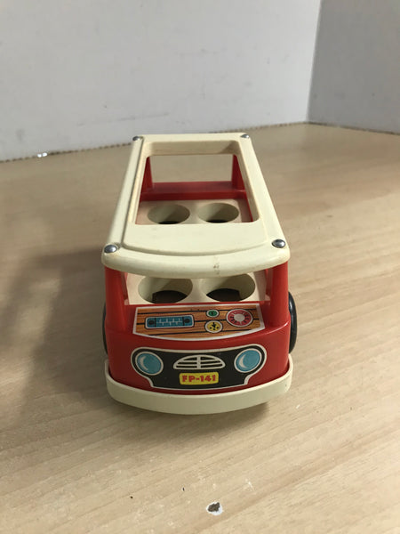 Fisher Price Vintage 1970's Mini School Bus With Kids Red White