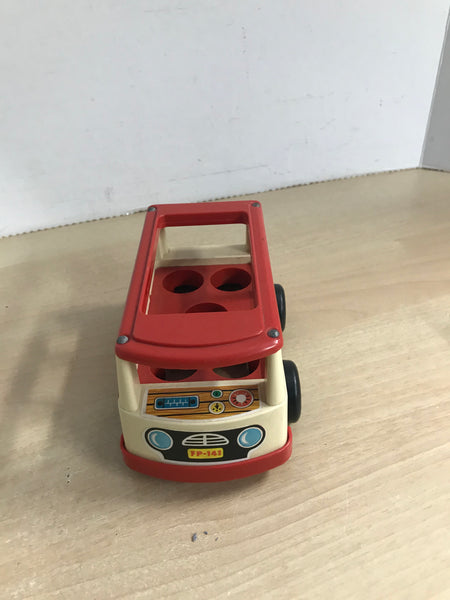 Fisher Price Vintage 1970's Mini School Bus With Kids White Red