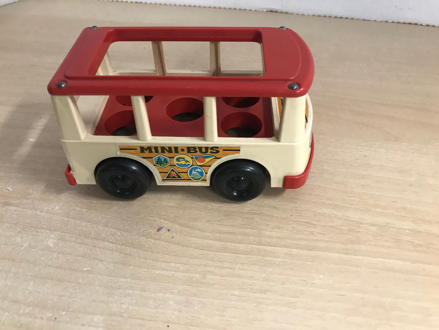 Fisher Price Vintage 1970's Mini School Bus With Kids White Red