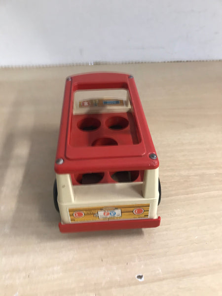 Fisher Price Vintage 1970's Mini School Bus With Kids White Red
