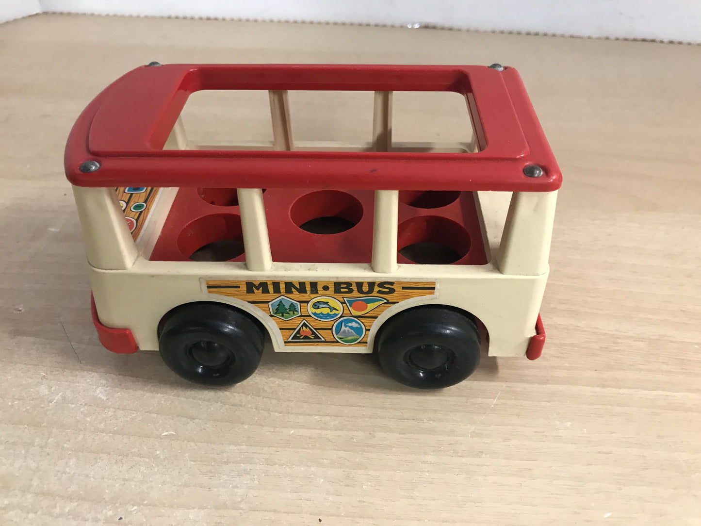 Fisher Price Vintage 1970's Mini School Bus With Kids White Red
