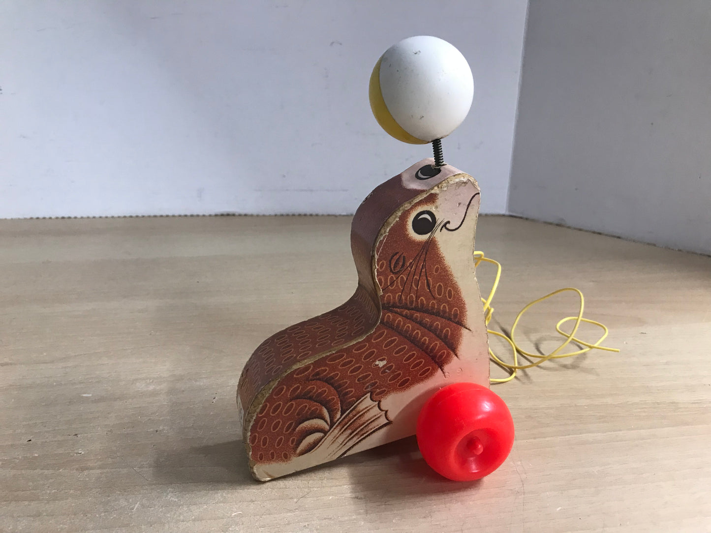 Fisher Price Vintage 1978 Wood Seal Pull Toy RARE