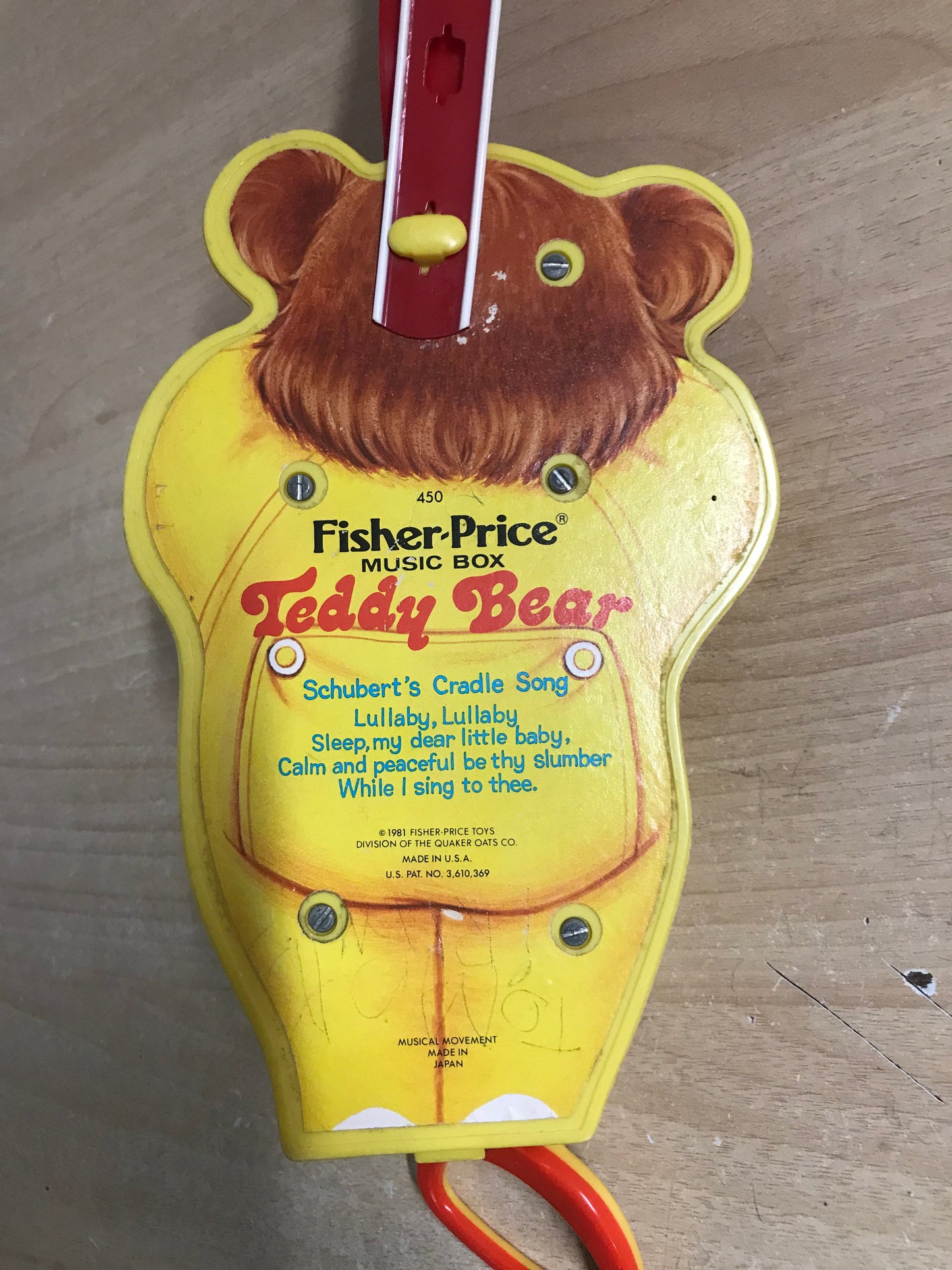 Fisher Price Vintage 1981 Music Box Teddy Bear Schuberts Cradle Song Works Great