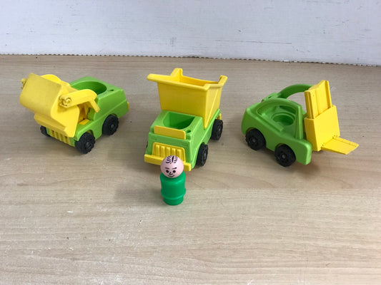 Fisher Price Vintage Little People 1977 Play Family Lift Load Construction Crew Lot 4 pc RARE