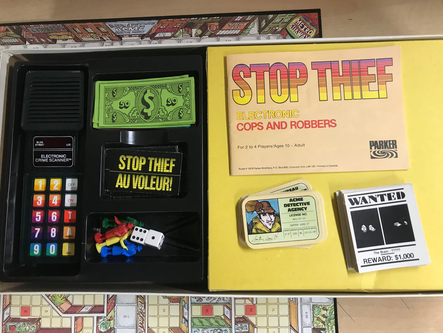 Game 1979 Vintage Parker Bros. STOP THIEF Electronic Cops Robbers Board Game Complete As New Works Perfect