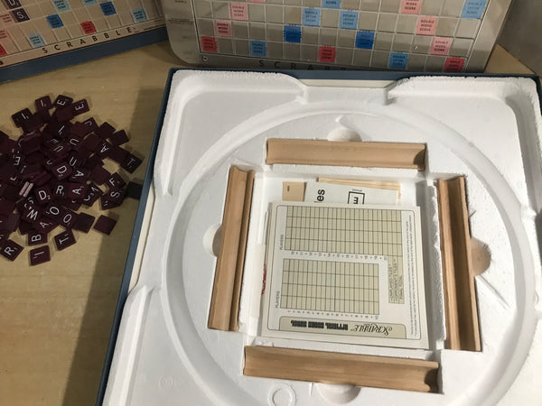 Game 1982 Vintage Scrabble Deluxe Edition No 71 With Turntable Base Selchow & Righter RARE As New Complete