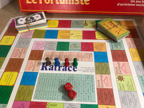 Game 1974 Vintage RATRACE Rat Race Board Game Waddingtons COMPLETE Bilingual As New RARE