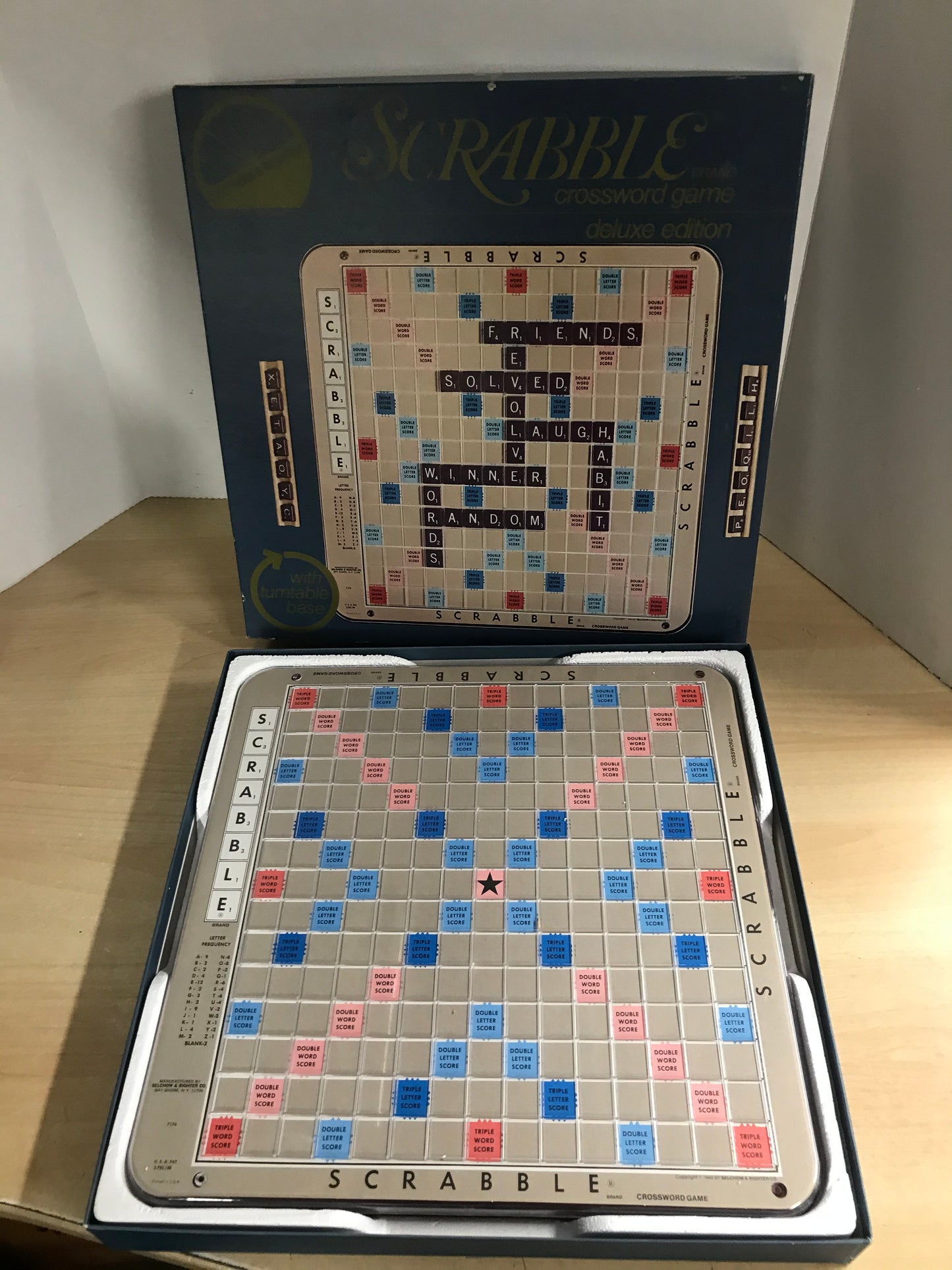 Game 1982 Vintage Scrabble Deluxe Edition No 71 With Turntable Base Selchow & Righter RARE As New Complete