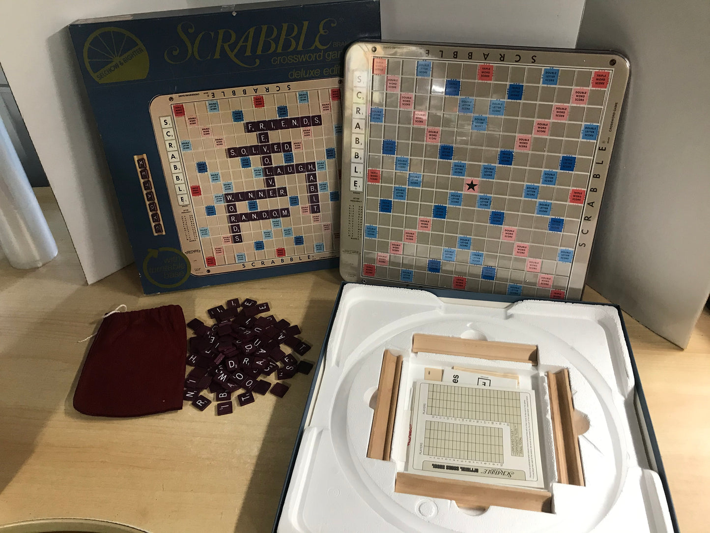 Game 1982 Vintage Scrabble Deluxe Edition No 71 With Turntable Base Selchow & Righter RARE As New Complete
