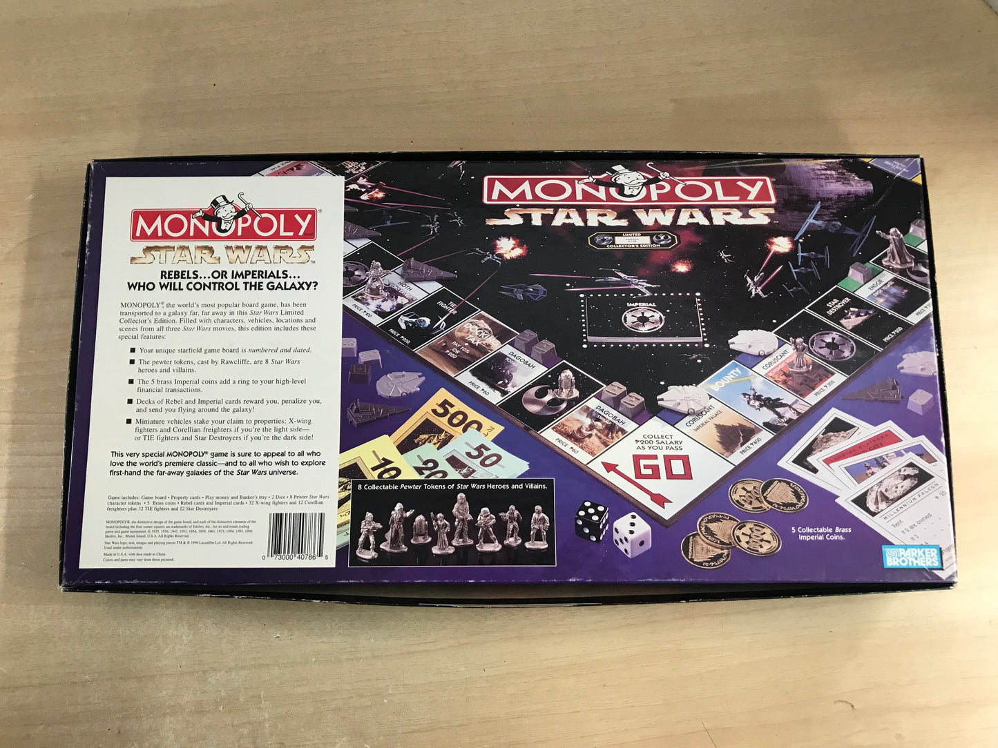 Game Monopoly Star Wars Limted Collectors Edition Vintage 1996 Age 8+ Excellent Complete RARE