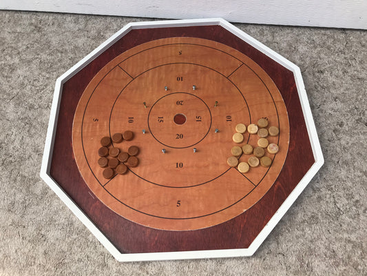 Game 1950's Vintage Crokinole Back Gammon Checkers Wood Board Game