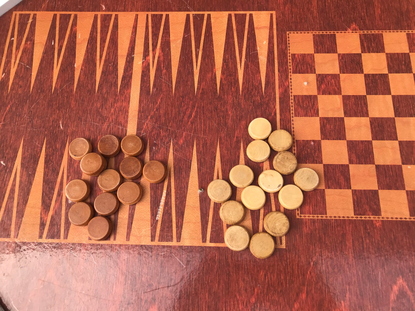 Game 1950's Vintage Crokinole Back Gammon Checkers Wood Board Game