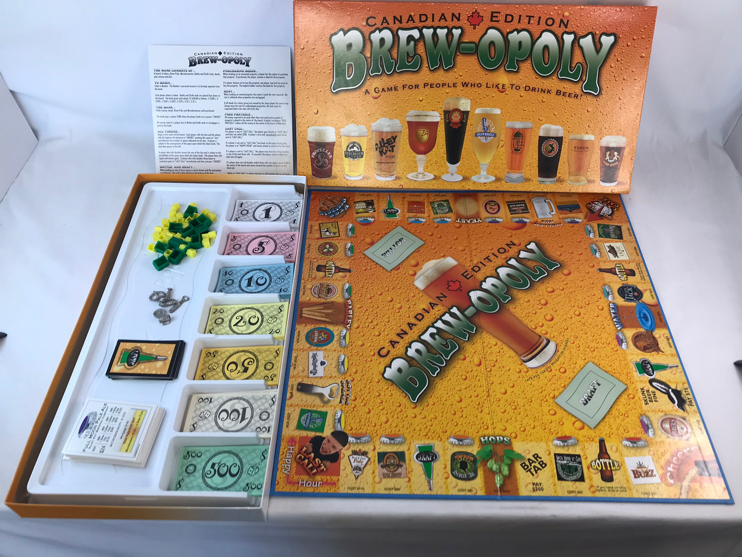 Game  Brew-Opoly Beer Canadian Edition Monopoly Complete As New RARE